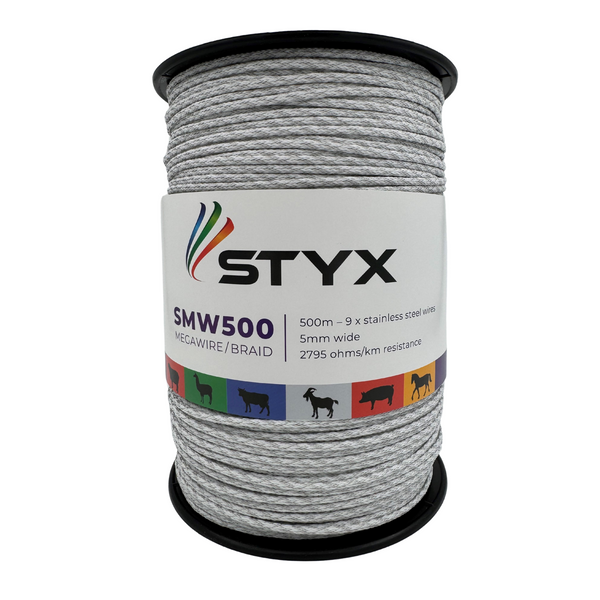 Styx Megawire White Braid - 4mm diameter, 9 Stainless Steel Wires-500m (1640 ft)