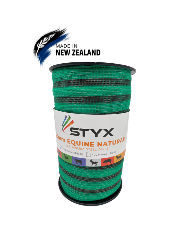 Styx Equine Naturae Polytape - 40mm Green Brown Green, 200m