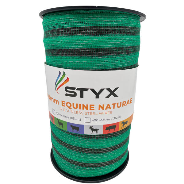 Styx Equine Naturae Polytape - 40mm Green Brown Green, 200m