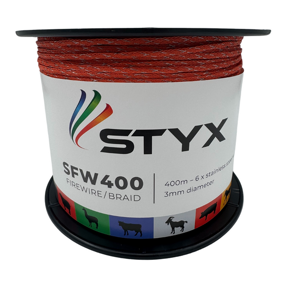 Styx SFW400 Firewire Braid Hi Vis Orange - 3mm, 6 Stainless Steel Wires, 400m