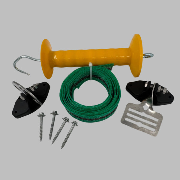 Electric Fence Gate Kit - 5.0m Polytape, White or Green Brown Green