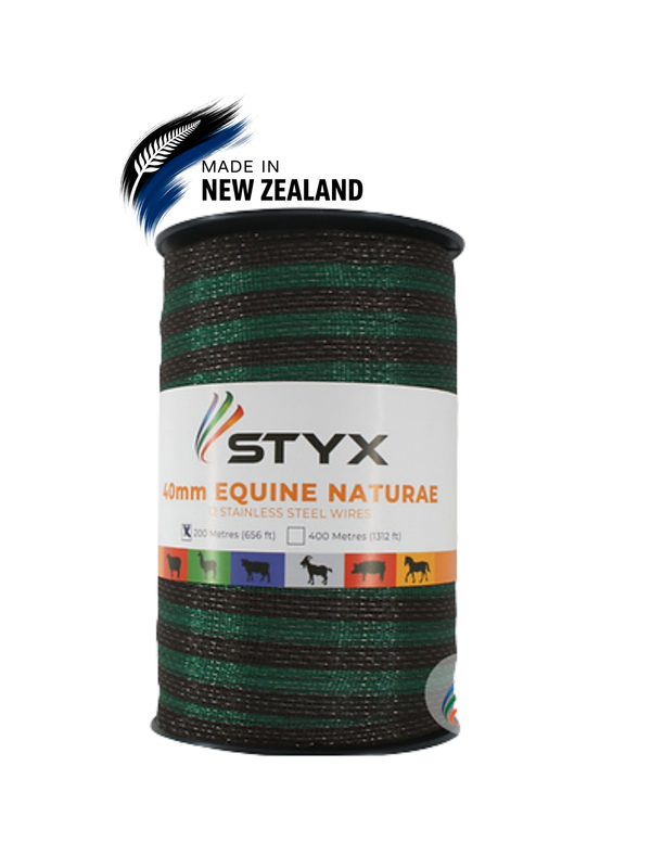 Styx Equine Naturae Polytape - 40mm Brown Green Brown, 200m